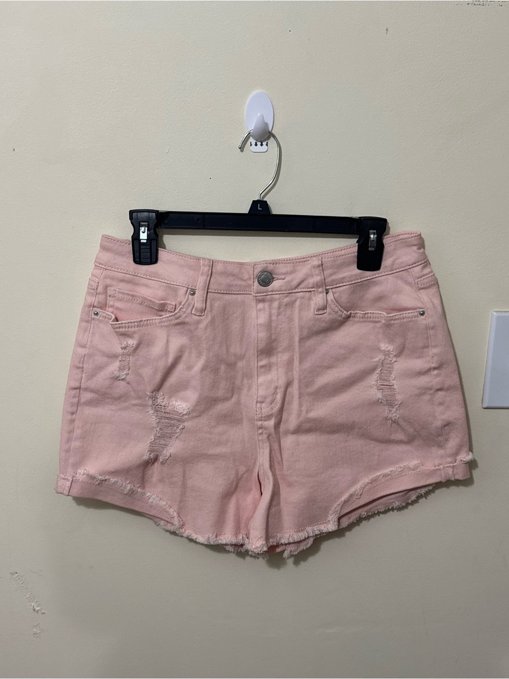 YMI Light Pink Distressed Denim Shorts